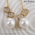 92940 Best selling elegant girl's jewelry long chain earrings imitation pearl pendant 18k gold color earrings